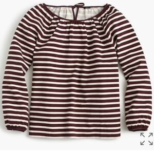J. Crew Burgundy Striped Peasant Top Size XL